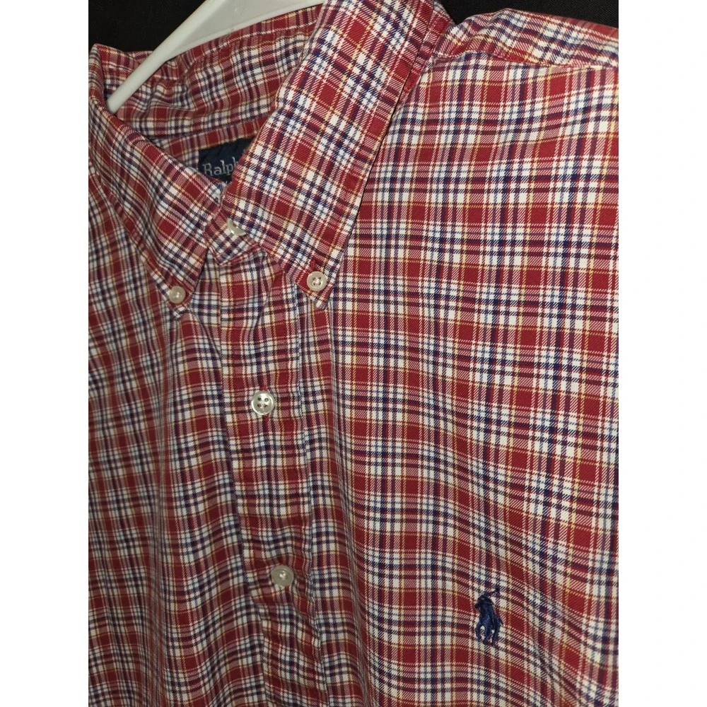 Polo Ralph Lauren Red Blue Yellow Plaid Button Up Soft Blake Cotton‎ Y2K size XL